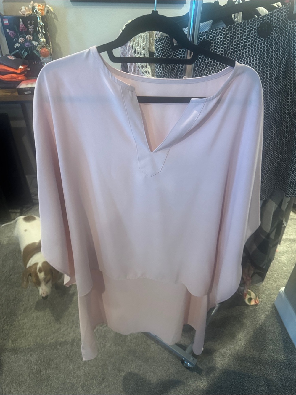 Light Pink Womens Split-Neck Flowing Blouse - Brand:
